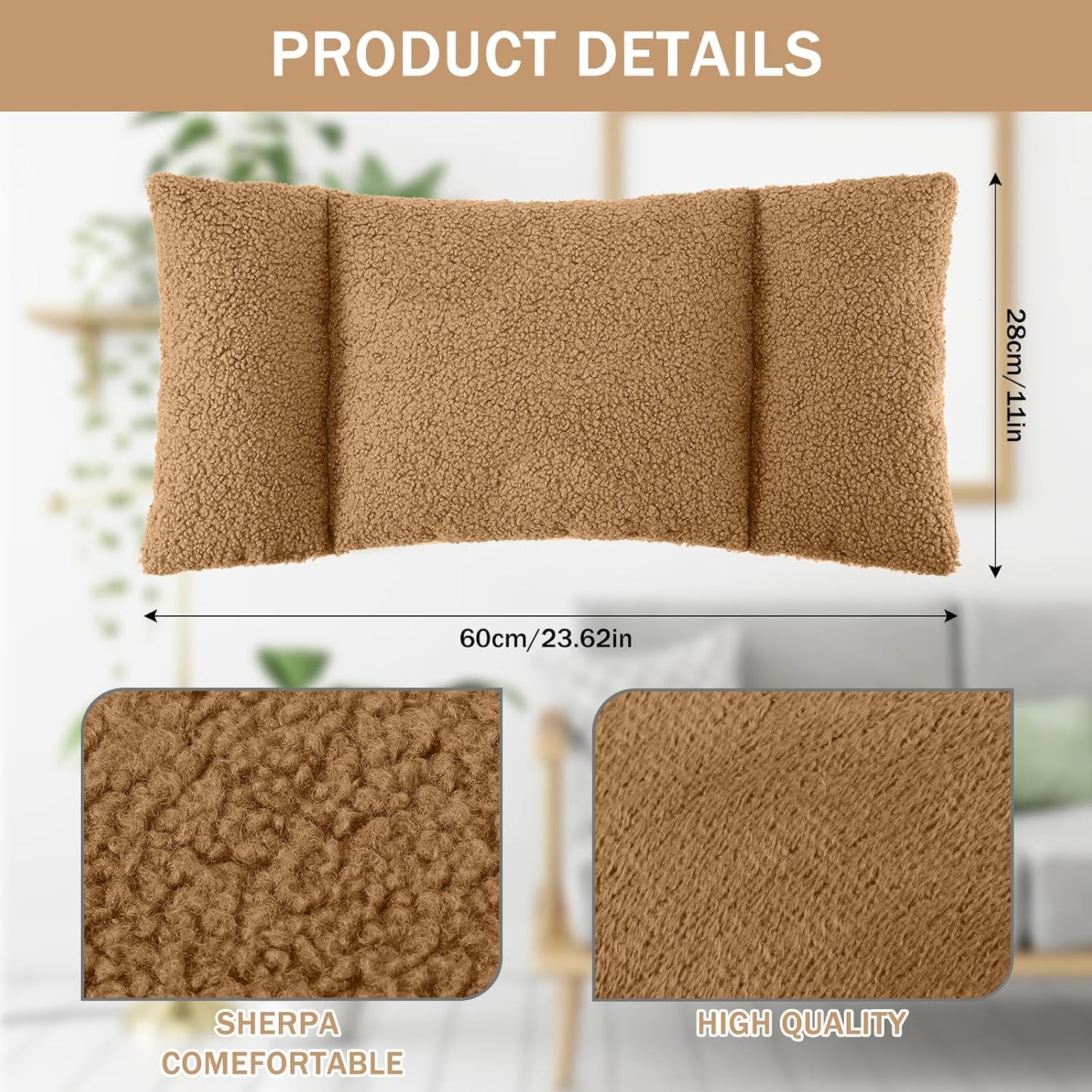 Queekay Fleece Lumbar Support Pillow 3 Section Back Pillow Office Chair for Back Support Comfortable Lumbar Cushion for Car Seat Pain Relief Sofa Rest(Black)