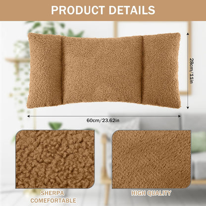 Queekay Fleece Lumbar Support Pillow 3 Section Back Pillow Office Chair for Back Support Comfortable Lumbar Cushion for Car Seat Pain Relief Sofa Rest(Black)