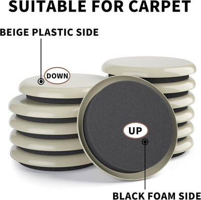 Furniture Sliders, 20pcs-3 1/2” Furniture Sliders for Carpet, Furniture Pads Hardwoods Floors, Heavy Duty Furniture Movers Sliders, Reusable Furniture Moving Pads, Floor Protectors for Carpet