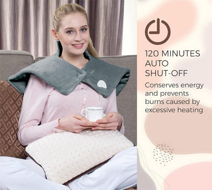 Pursonic Electric Neck & Shoulder Heating Pad, Heat Therapy for Muscle Pain, Cramps,Sore Muscles in Neck & Back Areas, 3 Heat Settings, Auto Shut-Off