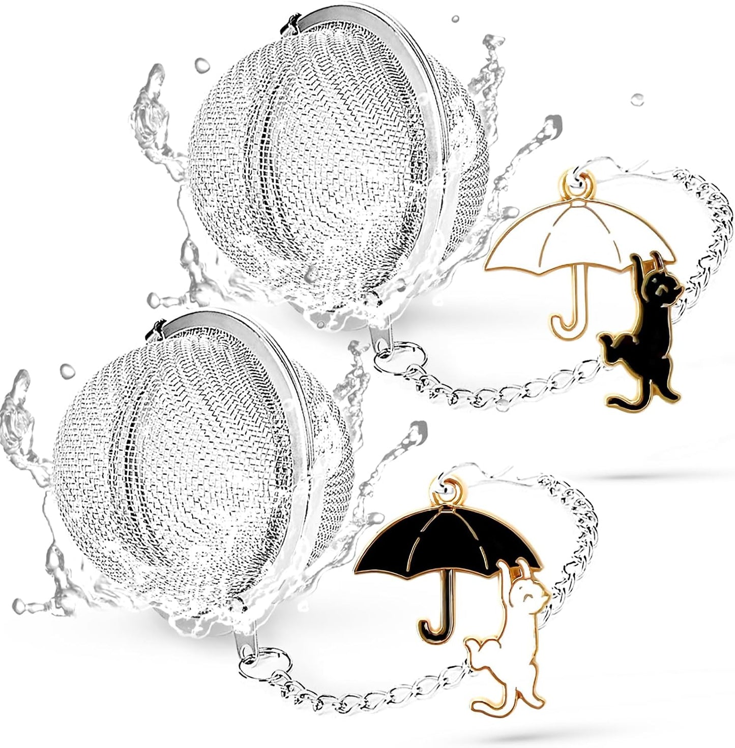 TeaSanavie 2 Pack Halloween Themed Tea Infuser - Gothic Loose Leaf Tea Steeper with Black Raven & Skull Butterfly Charm, 304 Stainless Steel, Perfect Spooky Tea Gift