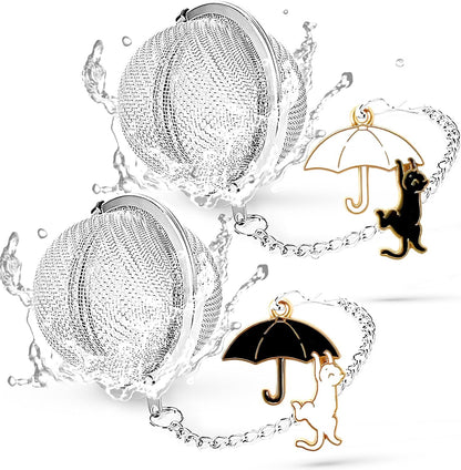 TeaSanavie 2 Pack Halloween Themed Tea Infuser - Gothic Loose Leaf Tea Steeper with Black Raven & Skull Butterfly Charm, 304 Stainless Steel, Perfect Spooky Tea Gift