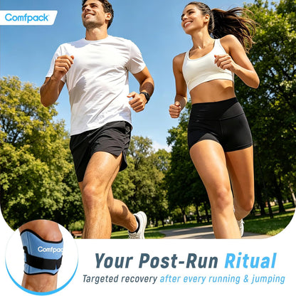 Comfpack Knee Ice Pack for Patella Tendon Relief 2 Pack, Hot Cold Therapy Knee Pain Relief Compression Support Strap for Running, Jumpers Knee, Tendonitis, Squats, Osgood Schlatter, Hiking, Soccer