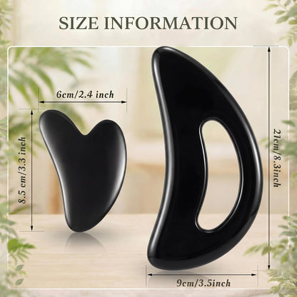 BBTO 2 Pcs Gua Sha Tools Body Scraper with Grip Facial Massage, Clear