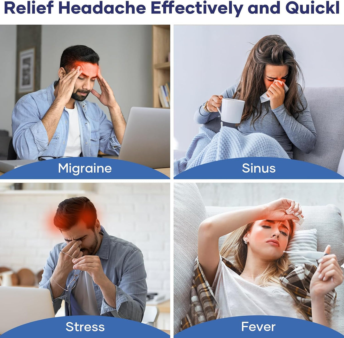 Migraine Relief Cap, Headache Relief Cap Mask Products, Cooling Odorless Gel Ice Head Wrap for Tension, Stress,Hangover & Puffy Eyes