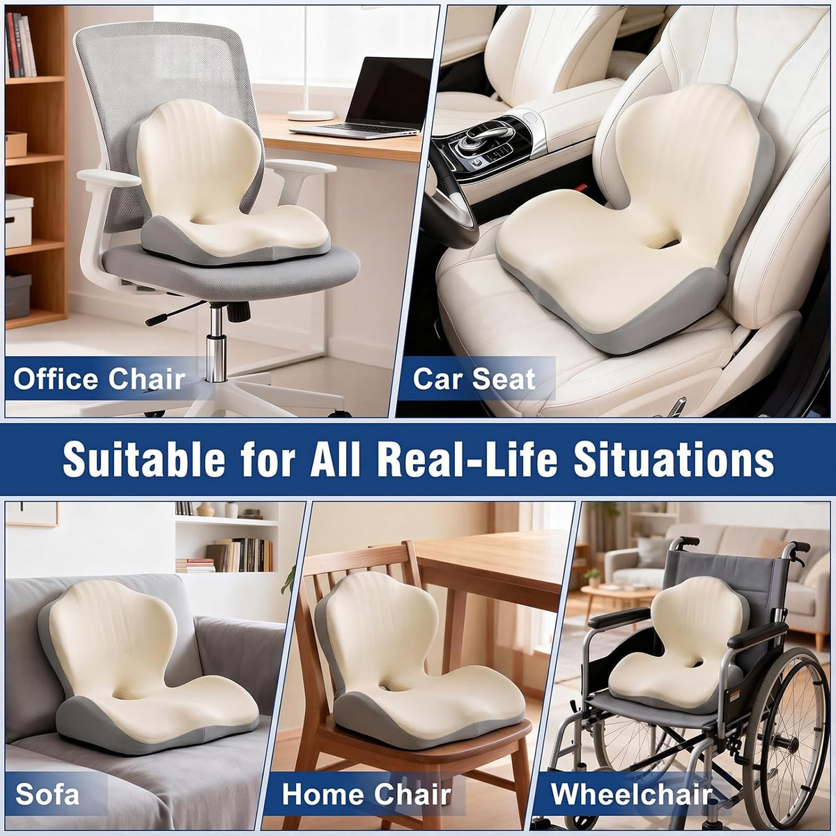 Car Seat Cushion Office Chair Cushion with Lumbar Support Pillow