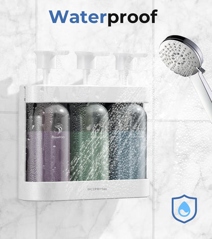 Shampoo Dispense for Shower, Shower Soap Dispenser Wall Mounted, Shower Dispenser 3 Chamber No Drill, Shampoo and Conditioner Dispenser for Bathroom Hotel, Shower Shampoo Dispenser 3 Chamber, Black