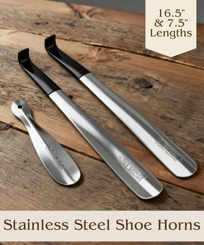 FALKON Shoe Horn Long Handle- Metal Shoe Horn Sets for Men, Women and Children, TSA Friendly