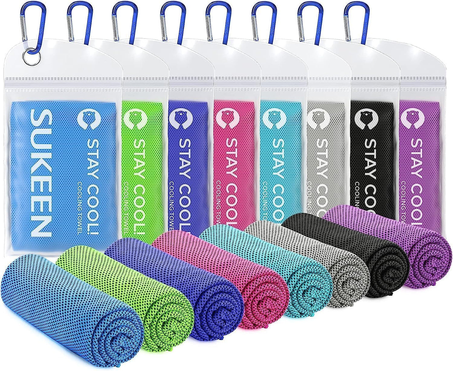 Sukeen Cooling Towels 6 Pack (40"x12"), Cooling Neck Wraps, Ice Towels, Microfiber Breathable Cooling Towel for Hot Weather, Sweat Towel for Gym, Sport, Running, Golf, Workout, Camping, Fitness