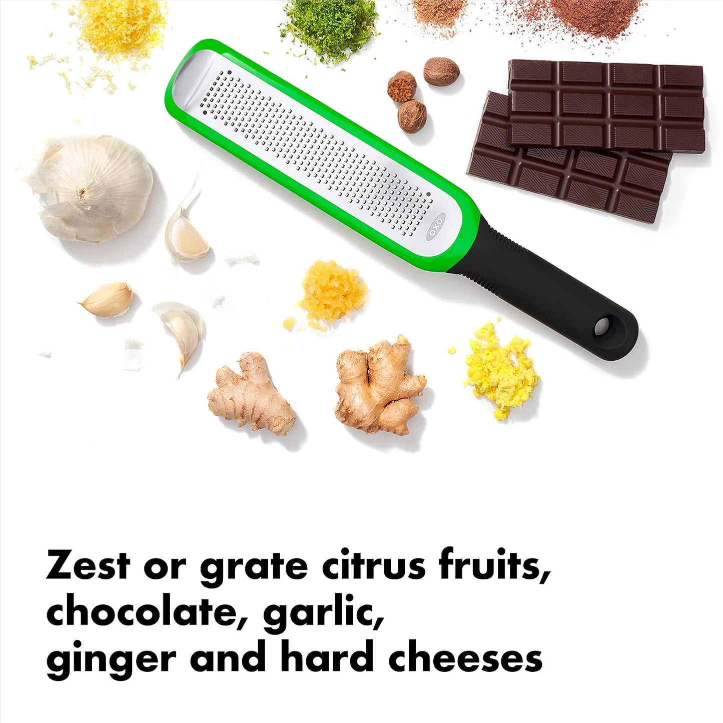 OXO Good Grips Etched Coarse Grater with Handle, Orange | Coarse Kitchen Grater, Sharp Etched Teeth, Non-Slip Handle, Hard Cheese, Vegetables, Chocolate, Easy Grip