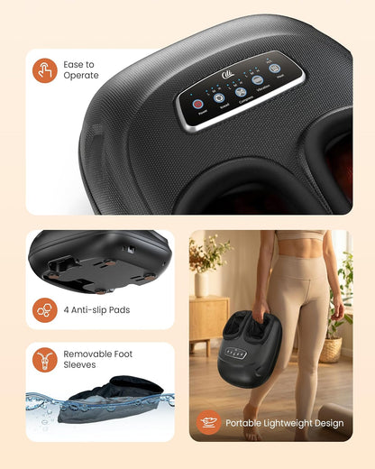 Shiatsu Foot Massager with Heat and Compression, Kneading, Rolling,Electric Feet Massager for Plantar Fasciitis, Neuropathy, Feet Heater, Foot Warmer for Women, Size Up to 14"