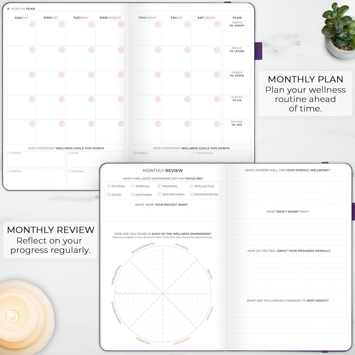 Clever Fox Wellness Journal Premium for Women, Workout & Food Light Pink