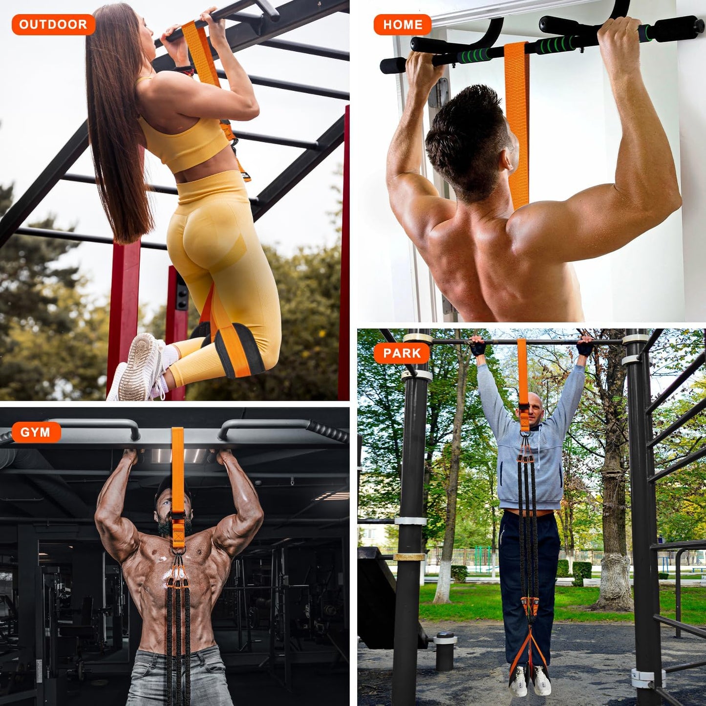 HPYGN Two Foots Pull Up Assistance Bands, Heavy Duty Resistance Band for Pull Up Bar, Adjustable Weight/Size with Fabric Feet/Knee Rest, Bands for Pull Up Assist for Strength Training, Pull Up