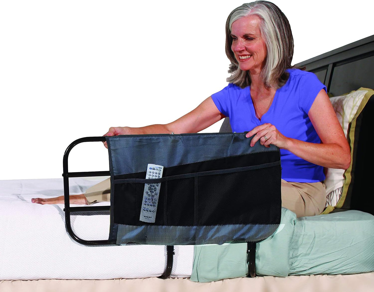 Able Life 4-Pocket Bed Rail Organizer Pouch, Hanging Bedside Caddy with Mesh Pockets for Easy Access Storage, Bedrail Accessory Bag, Compatible with the Able-Life Bedside Extend-A-Rail