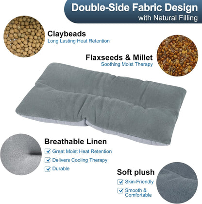 Atsuwell 6 x 11'' Microwave Heating Pad for Cramps & Joint Relief, Grey