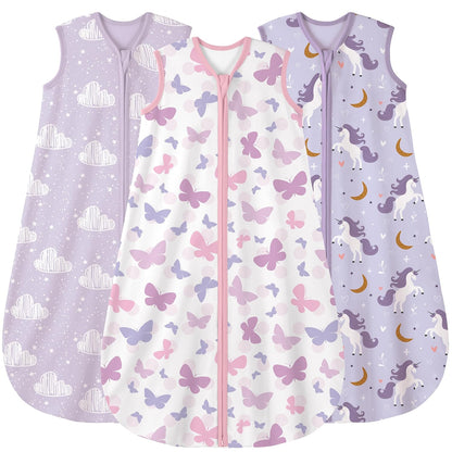 Yoofoss Baby Sleep Sack 0-6 Months Wearable Blanket for Babies 100% Organic Cotton 2-Way Zipper TOG 0.5 Toddler Sleeping Sack 3 Pack, Sleep Sacks