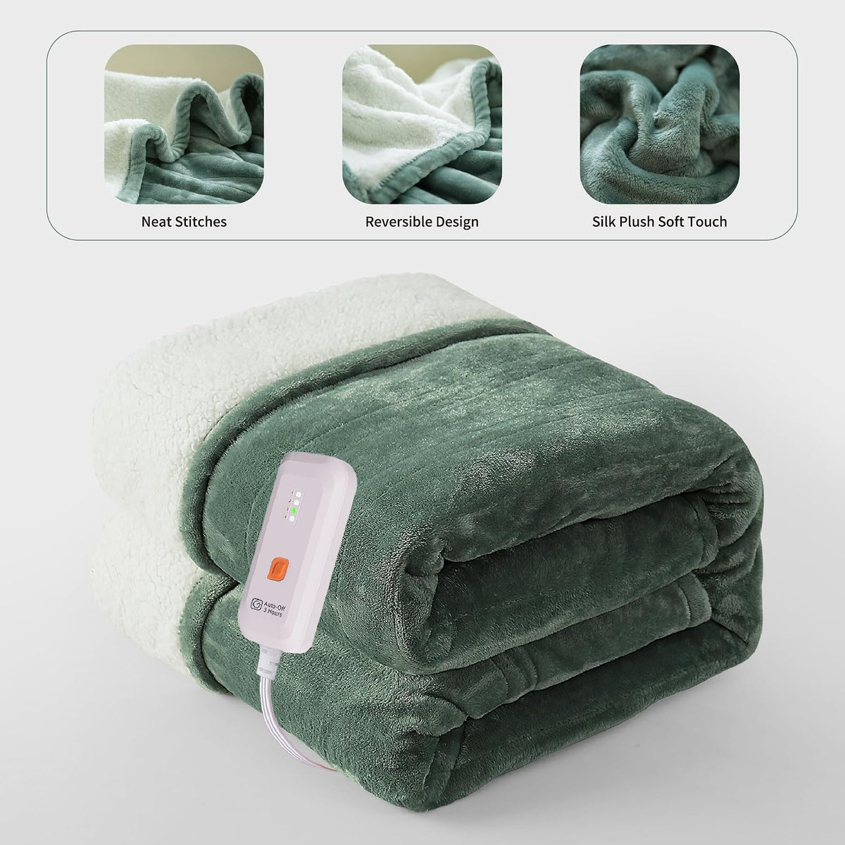 GOTCOZY Heated Blanket-Soft Plush Electric Blanket 50"X60"(Grey)