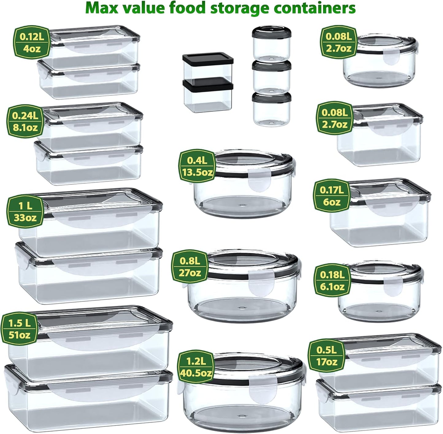 5 Pack Large Fruit Storage Containers for Fridge with Removable Colander | Plastic Food Storage Containers with Lids Airtight-Leak Proof Refrigerator Organizers and Storage of Vegetable