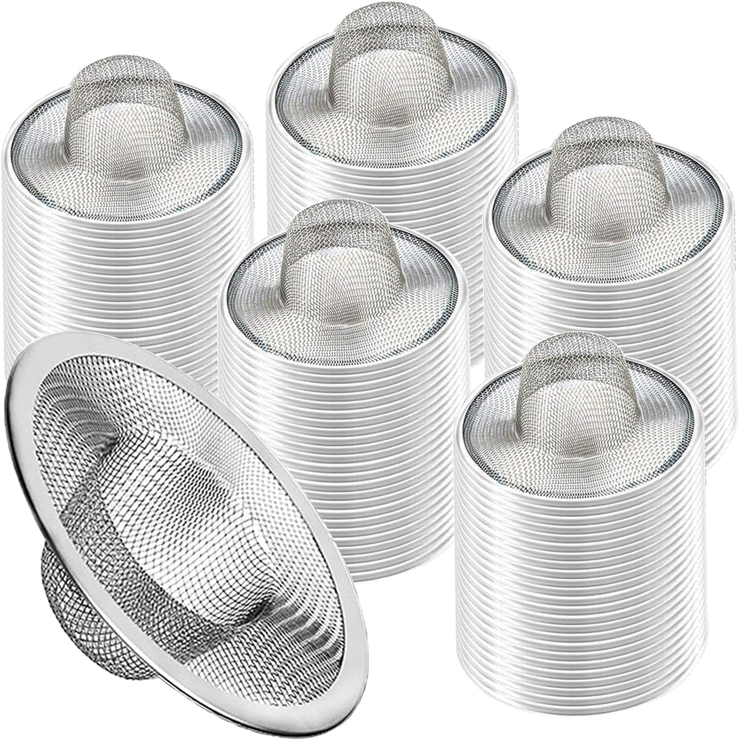 2pcs Heavy Duty Stainless Steel Slop Basket Filter Trap, 2.75" Top / 1" Mesh Metal Sink Strainer Shower Drain Hair Catcher for Kitchen Bathroom Bathtub Wash Basin Floor Balcony Drain Hole, Utility