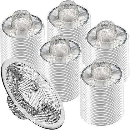2pcs Heavy Duty Stainless Steel Slop Basket Filter Trap, 2.75" Top / 1" Mesh Metal Sink Strainer Shower Drain Hair Catcher for Kitchen Bathroom Bathtub Wash Basin Floor Balcony Drain Hole, Utility
