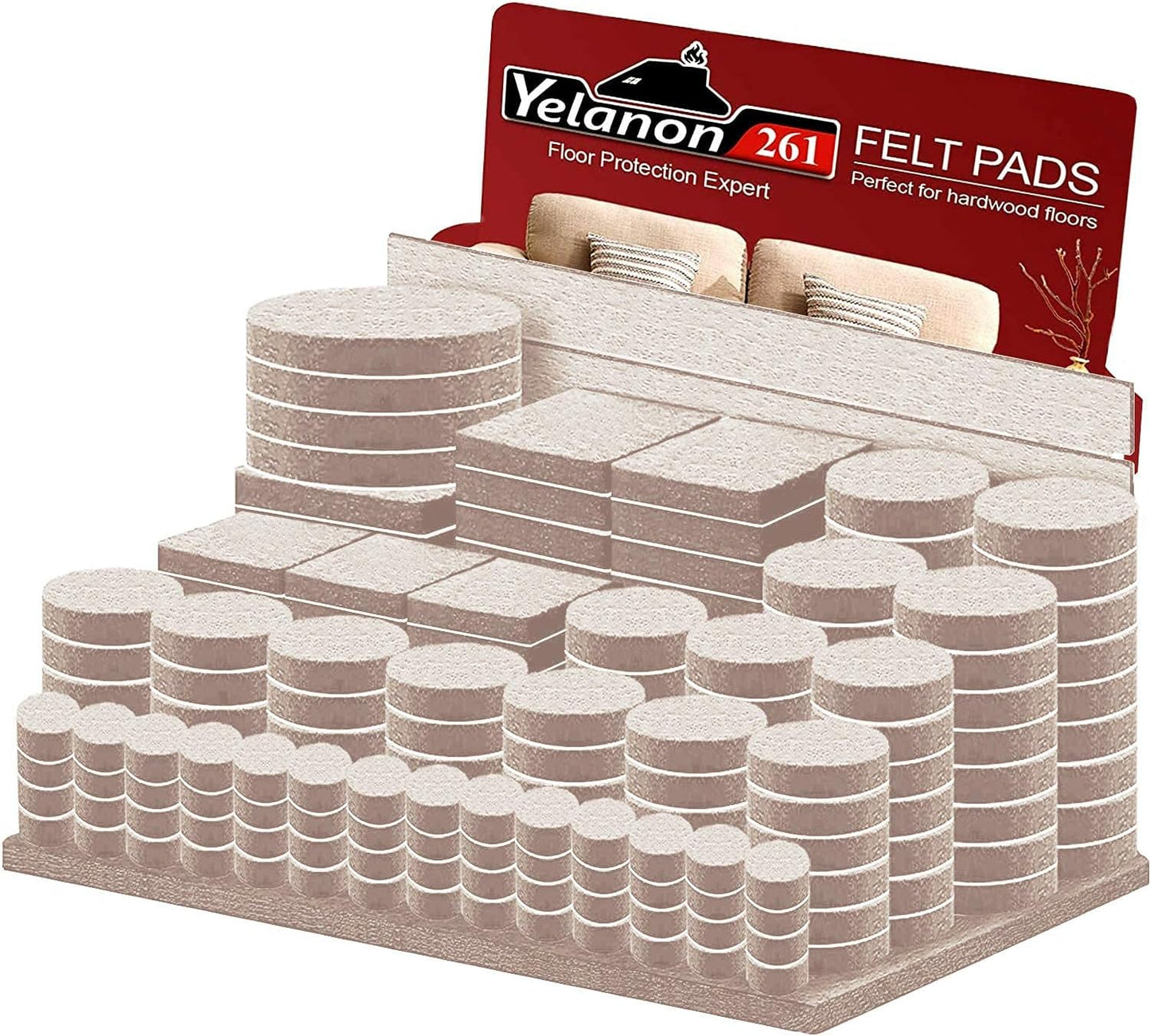 Felt Furniture Pads -56 Pcs(1+2)” Premium Felt Pads for Chair Legs Furniture, Floor Protectors for Hardwood Floors,Brown