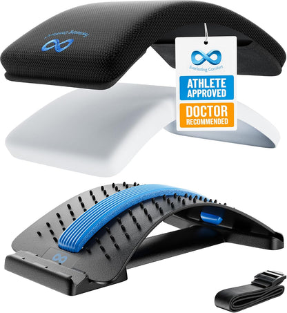 Everlasting Comfort Lumbar Support Board Back Stretcher for Lower Pain Relief - Adjustable Spine Decompression with 88 Acupressure Nodes - Back Cracking Device with Chair Strap for Posture Correction