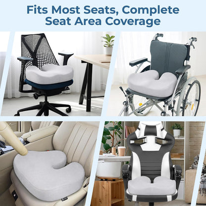 5 STARS UNITED Seat Cushion - Memory Foam Chair Cushion for Tailbone Pain Relief - Ergonomic Support for Coccyx, Sciatica & Butt - Office, Desk & Gaming Chair, Car Seat, Wheelchair, Airplane, Black