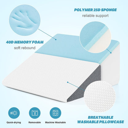 Yojoker Leg Elevation Pillows for Swelling, Memory Foam Wedge Pillow for Legs Blood Circulation, Leg Elevation Pillows for After Surgery, Knee Wedge Pillow for Sleeping Back Hip Ankles Relief