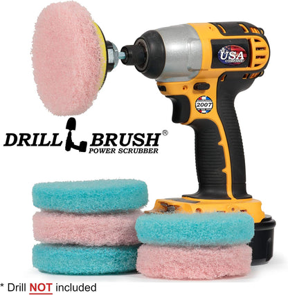 Cordless Drill Attachment - Acid Rain - Pool Tile - Granite - Shower Doors | Scrub - Scour - Drill Pads - Hard Water Stain Remover - Soap Scum - Mold - Mildew - Mineral - Rust - Calcium - Limescale