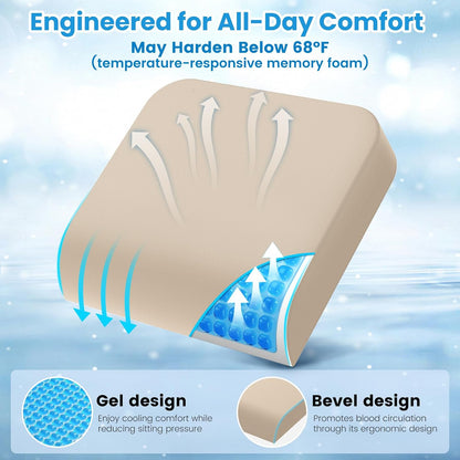 Wheelchair Seat Cushion Cooling Gel Memory Foam Chair Cushion