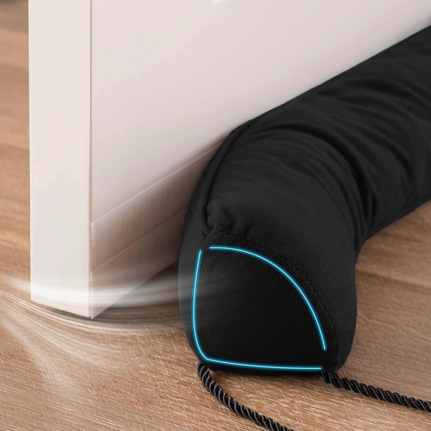Door Draft Stopper with Removable Washable Cover, 38", Black | Weighted Gap Filler, Blocks Hot and Cold Air, All-Season Seal, Easy Install, Noise & Wind Blocker, Home Essentials
