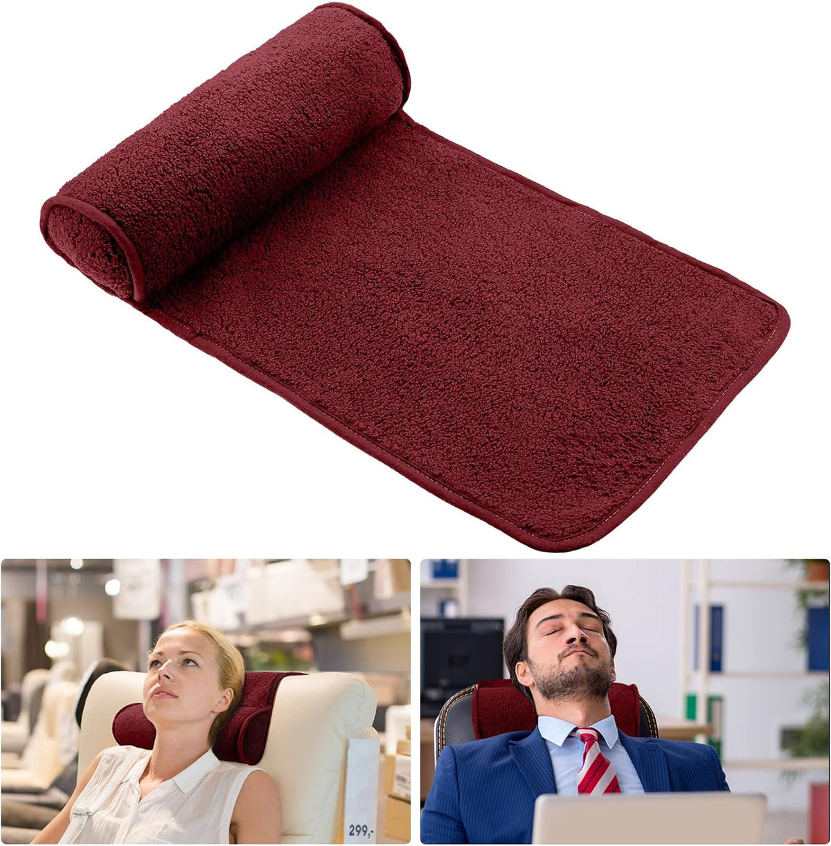 Weysat Head Neck Pillow for Recliner Chair Head Rest Roll, Gray
