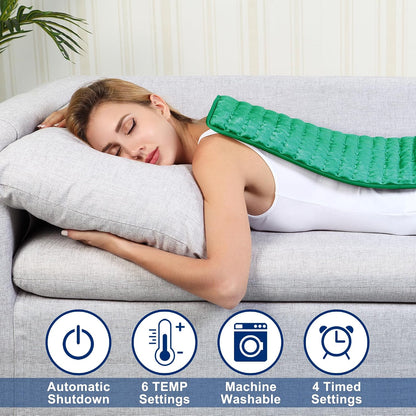 Electric Heating pad with 6 Heat Settings, Auto Shut Off, Dry Electric Heating for Back Neck Knee Arms Legs Shoulder Heat Pads for Christmas Birthday Father Mother's Day (24"X12", Gray Green)