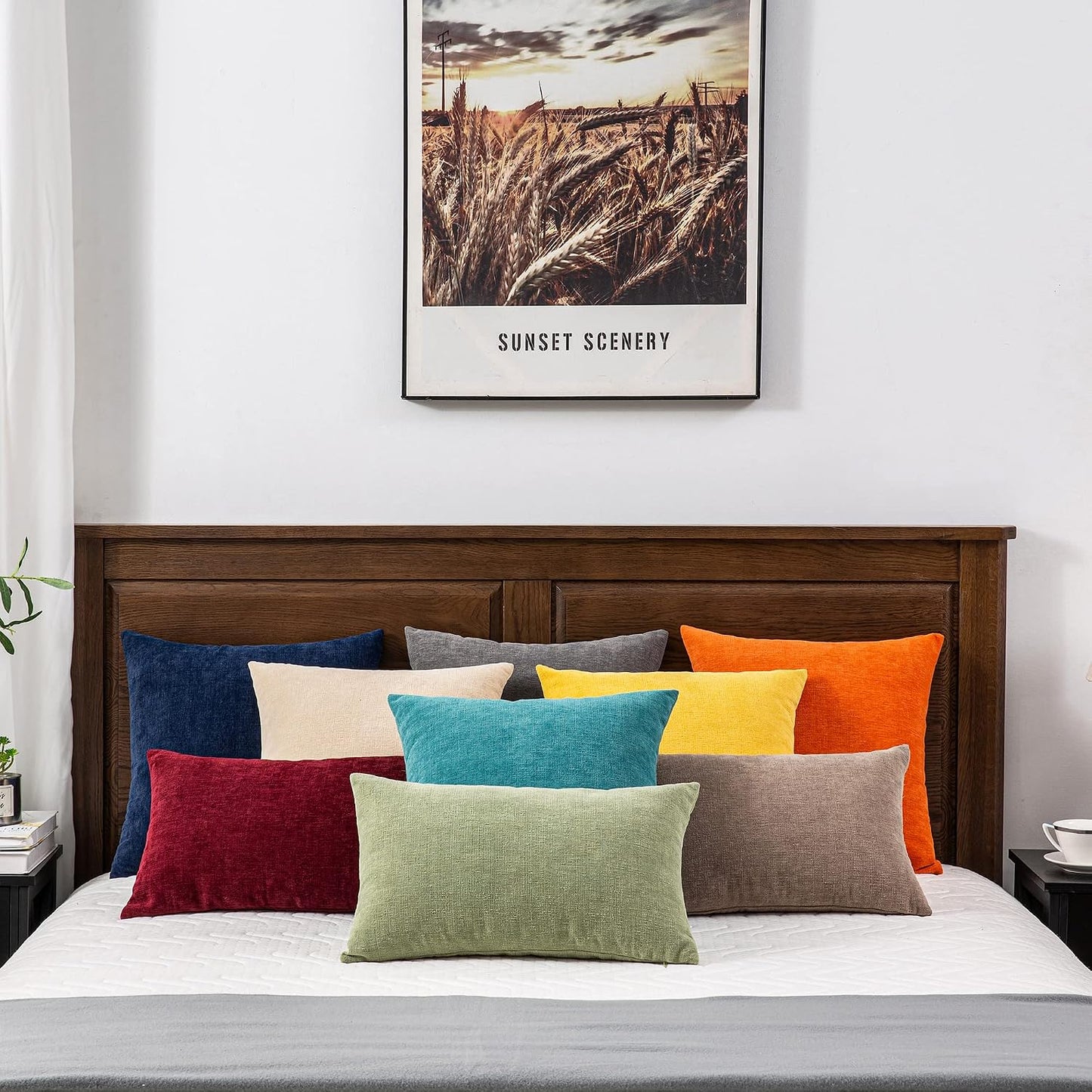 GAWAMAY Lumbar Support Pillow Decorative Rectangle Throw Pillow Covers 12"x20" Inch Set of 2, Soft Chenille Fall Pillowcase for Living Room Bedroom Sofa Couch Cushion Cover Grey 30x50cm (No Insert)