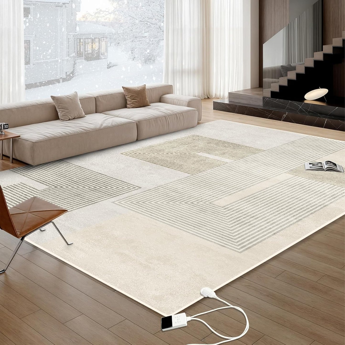Electric Heated Carpet 35x55in Soft Plush Heating Rug 450W CX | Instant Warmth in 30s, 60 Heat Levels 12h Timer, Energy Efficient Safety Protection Ideal for Home Office Playroom 120V