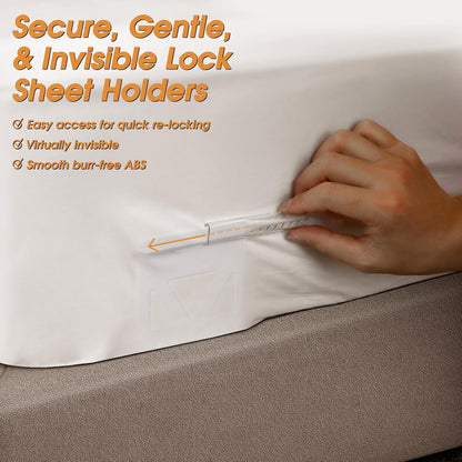 No-Slip Sheet Holders - One Time Install Bed Sheet Holders for Corners - Heavy Duty Sheet Grippers Keep Sheet Firm & Tight - 4Pcs Fitted Sheet Holder Clips for Twin Full Queen King