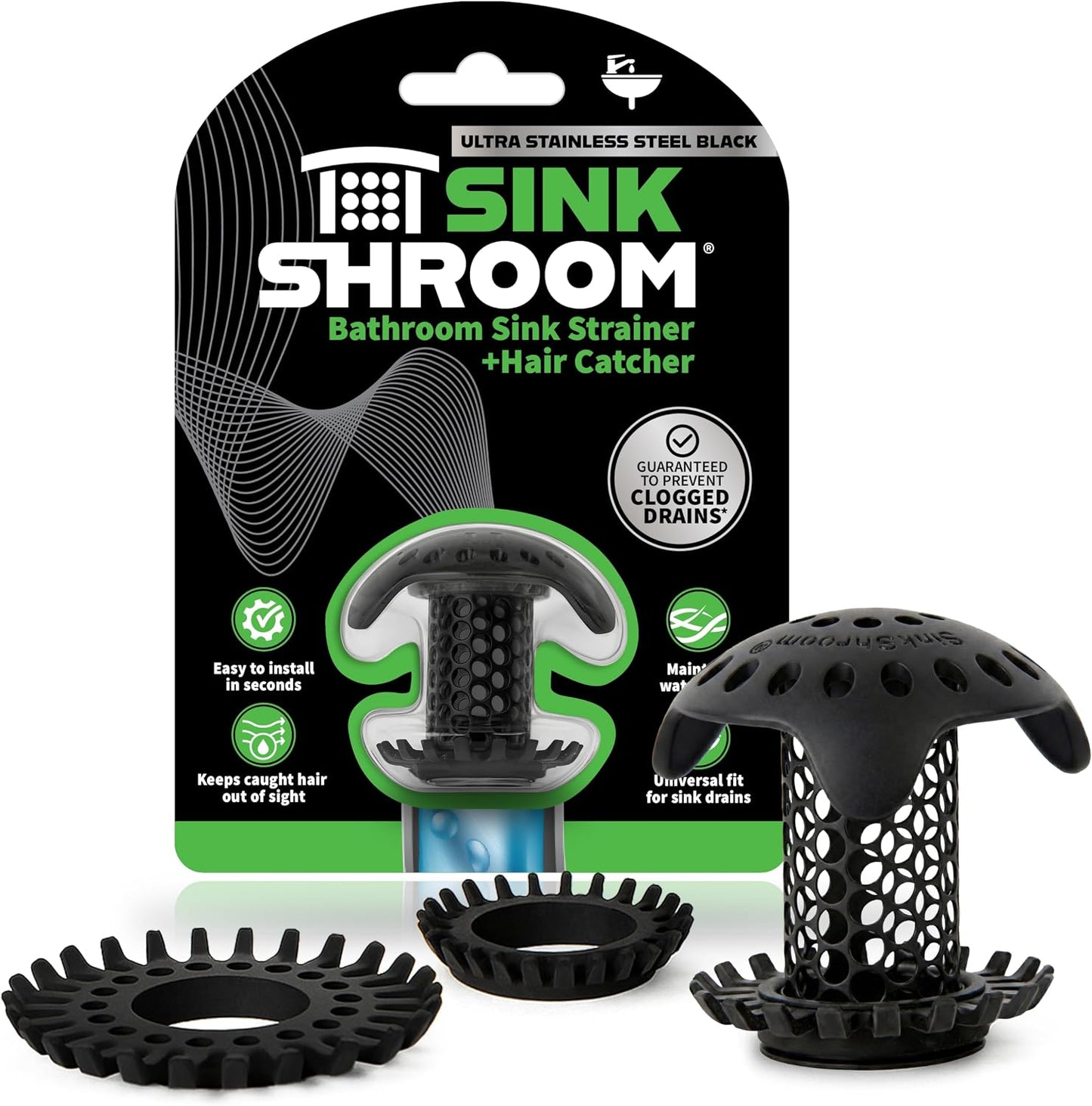 SinkShroom Ultra Revolutionary Bathroom Sink Drain Protector, Stainless Steel