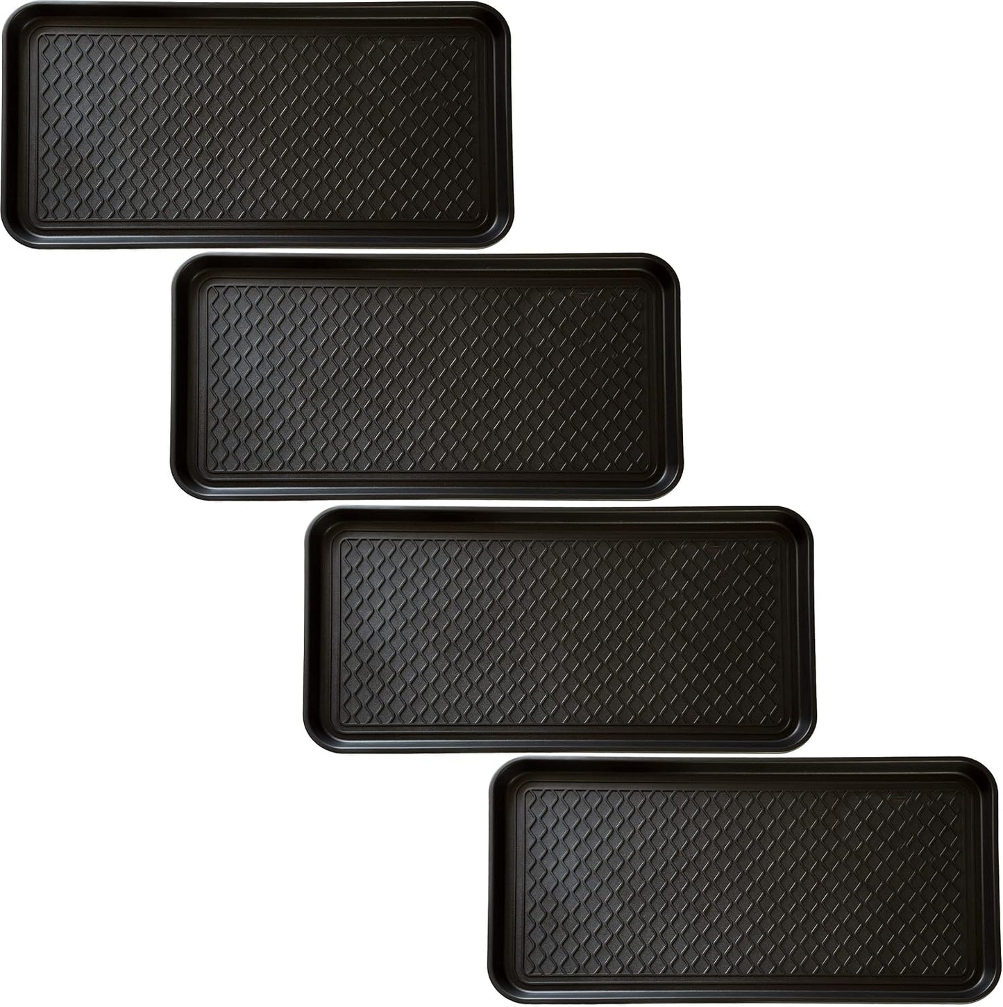 Stalwart 75-ST6012 All Weather Boot Tray-Water Resistant Plastic Utility Shoe Mat for Indoor and Outdoor Use in All Seasons (Black), Large