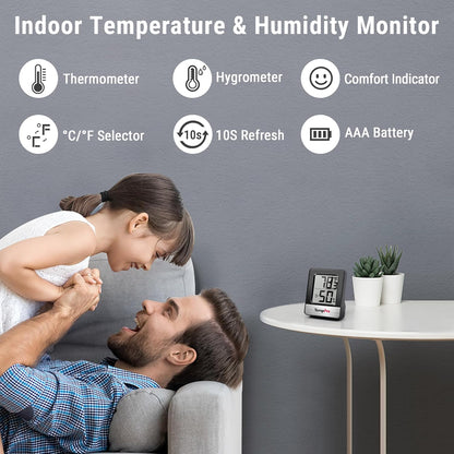 TempPro TP49 3 Pack Digital Hygrometer Indoor Thermometer | Humidity Meter Mini Hygrometer with Temperature and Humidity Monitor Outdoor and Room Thermometer Weather Station