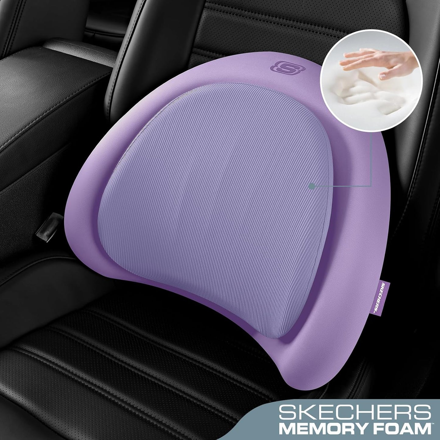 Skechers Lumbar Pillow Premium Memory Foam,Double-Layer-Office Chair Cushion for Tailbone Pain Relief,Butt Pillow for Office Chair,Car seat Cushion,Long Sitting Office Workers,and Car Drivers,Black