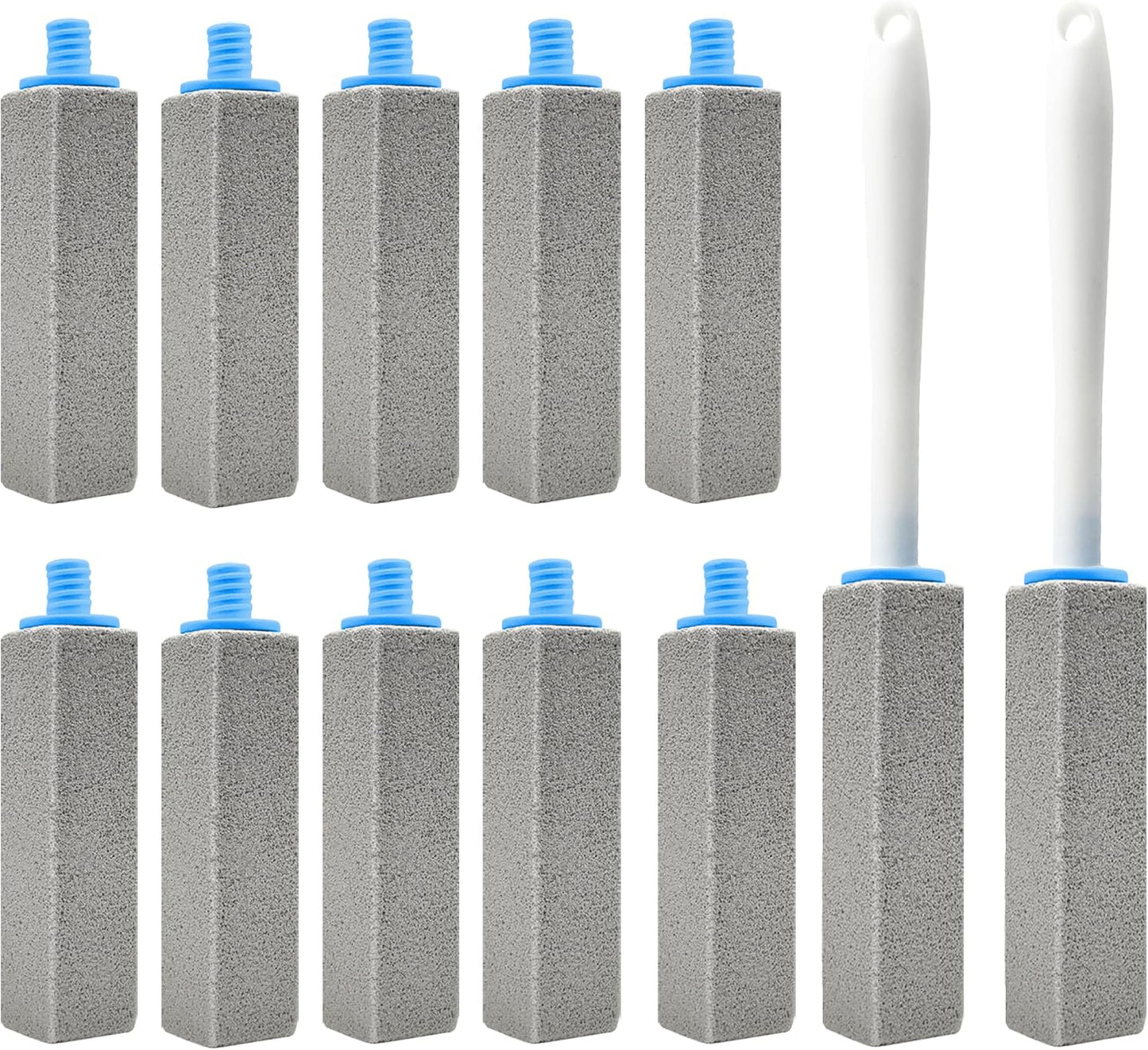 10 Pack Toilet Pumice Stone with Extra Long Handle, Pumice Stone for Toilet Cleaning, Toilet Bowl Cleaner, Removing Hard Water for Toilet, Sink, Tile and Pool, 2 Wands+10 Stones