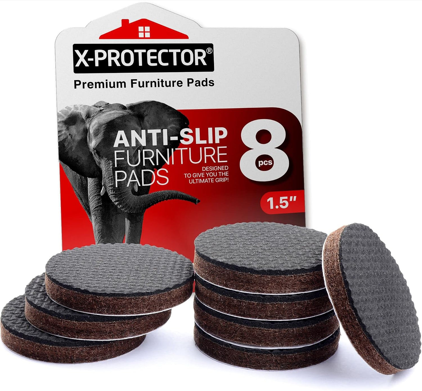 X-PROTECTOR Non Slip Furniture Pads – 12 Premium Furniture Grippers 3"! | Best Self Adhesive Rubber Feet Furniture Feet – Ideal Non Skid Furniture Pad Floor Protectors – Keep Furniture in Place!
