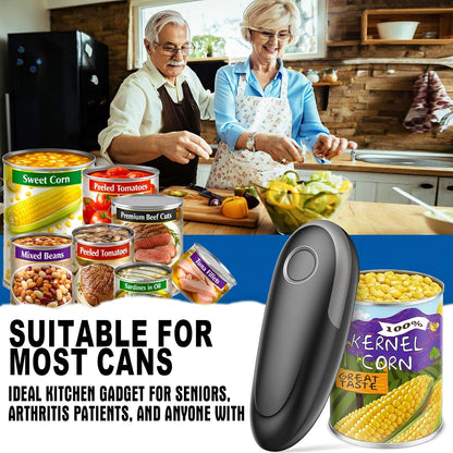 Electric Can Opener, One-Touch Automatic Can Opener for Seniors with Arthritis, Smooth Edge, Hands-Free, Fast Opening, Battery Powered, Food Safe Portable Electric Can Openers for Kitchen (Gray)