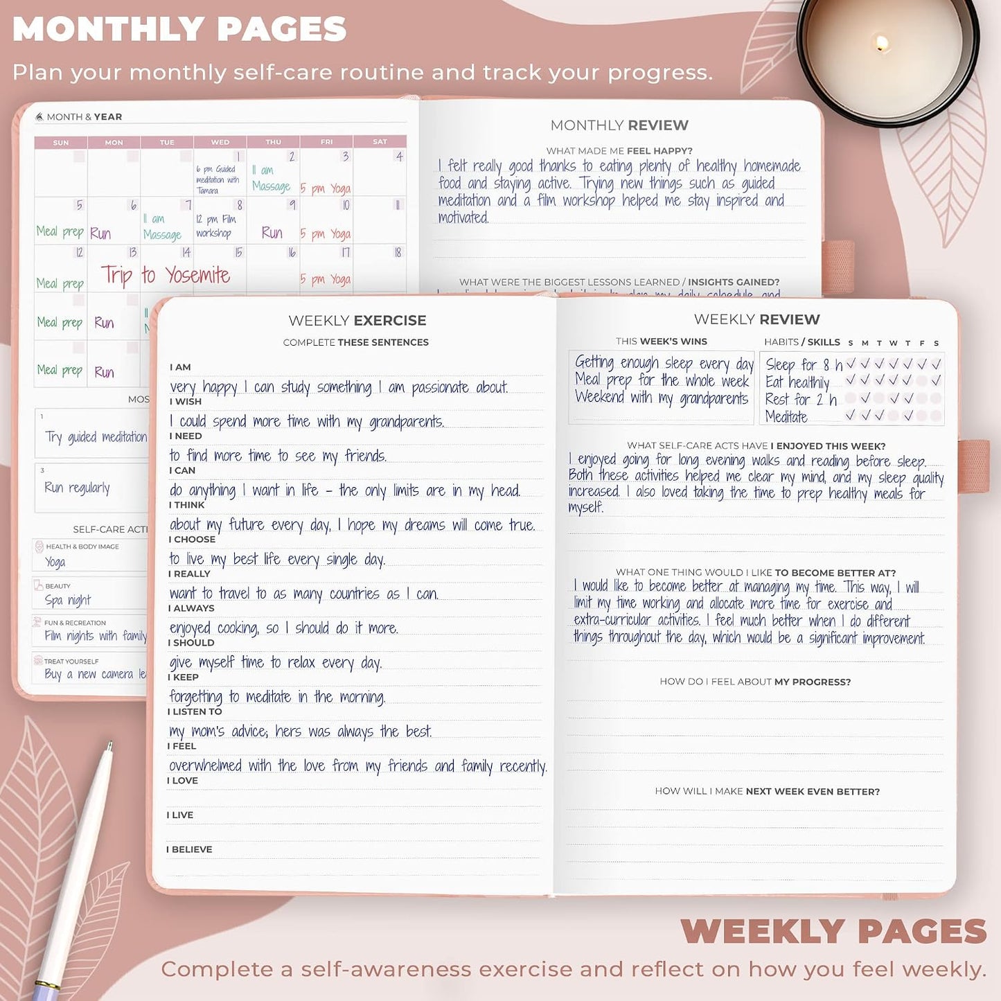 Clever Fox Self-Care Journal for Women, Daily Planner 5.8x8.3 Aquamarine | 3-month mental health journal, habit tracker, wellness journaling supplies for women & teen girls, gratitude & mood log
