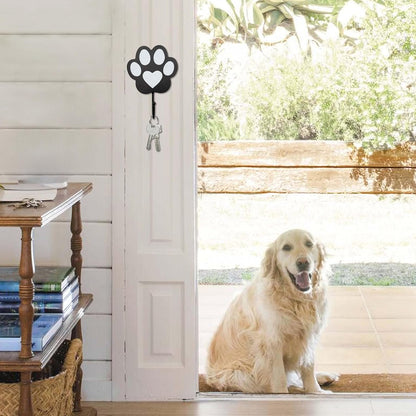 Unique Wooden Dog Leash Holder Wall Mounted, Coat and Key Hook for Wall, Dog Paw Decor for Home Living Room, Great Gifts for Cat Lovers