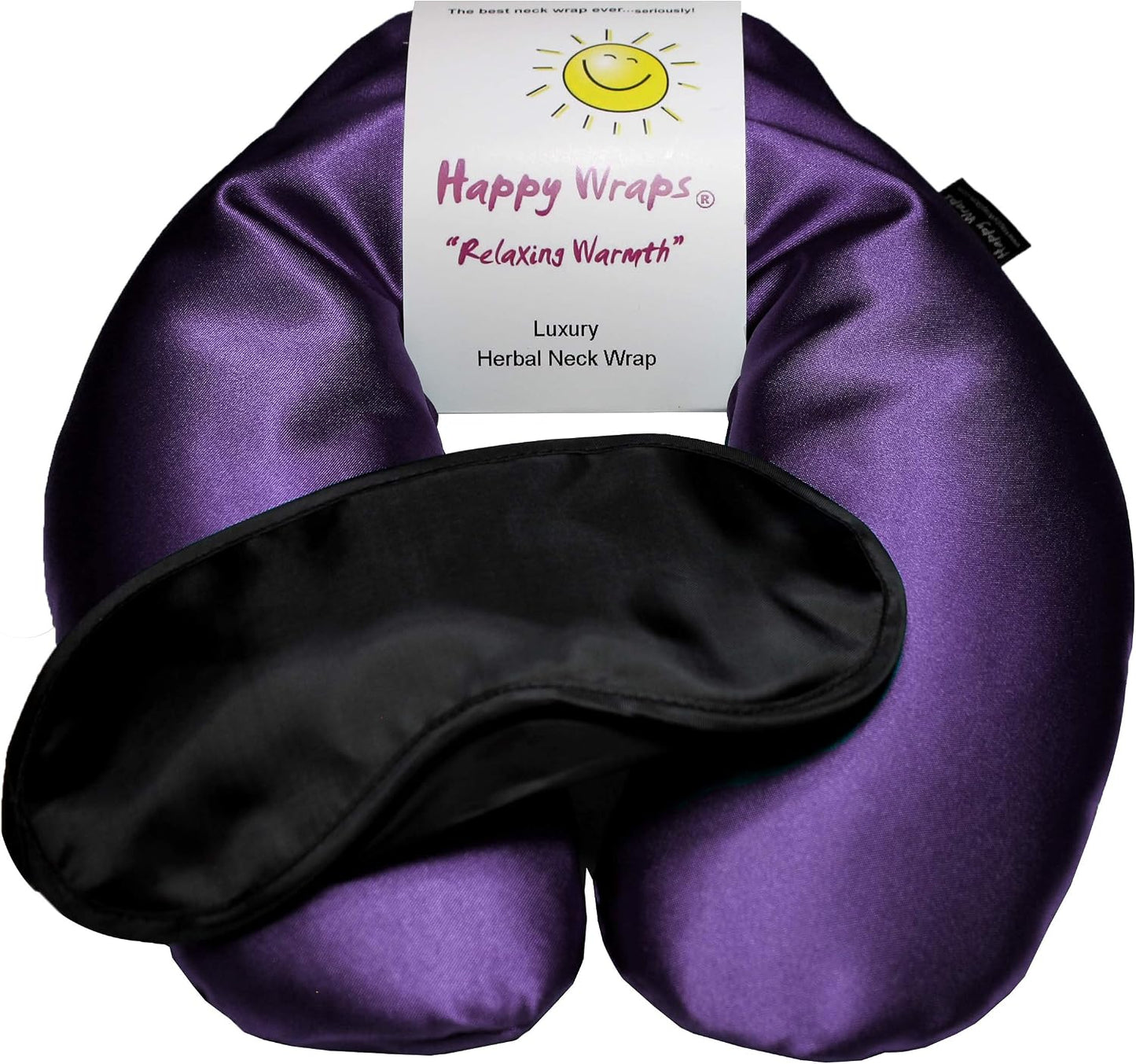 Microwavable Unscented Neck Wrap - Hot Cold Neck Warming Pillow - Heating Pad for Migraines, Stress, Gifts for Women, Birthdays, Christmas and Free Sleep Mask - Amethyst