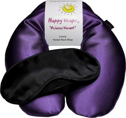 Microwavable Unscented Neck Wrap - Hot Cold Neck Warming Pillow - Heating Pad for Migraines, Stress, Gifts for Women, Birthdays, Christmas and Free Sleep Mask - Amethyst