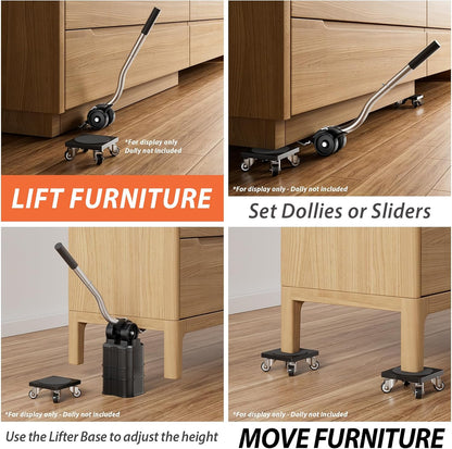 Lengthening Furniture Lifter Tool with Height-Adjustable Base – Ideal for Heavy Furniture Movers Sliders and Wheels Lifts Furniture Easily Without Effort up to 660 lbs (Innovative Lifter - M Sliver)