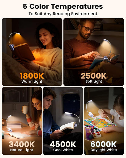 Glocusent 13 LED Book Lights for Reading at Night, Gifts for Book Lovers