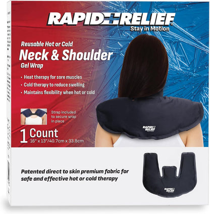 Rapid Relief Reusable Hot or Cold Neck and Shoulder Gel Wrap, Muscle Aches